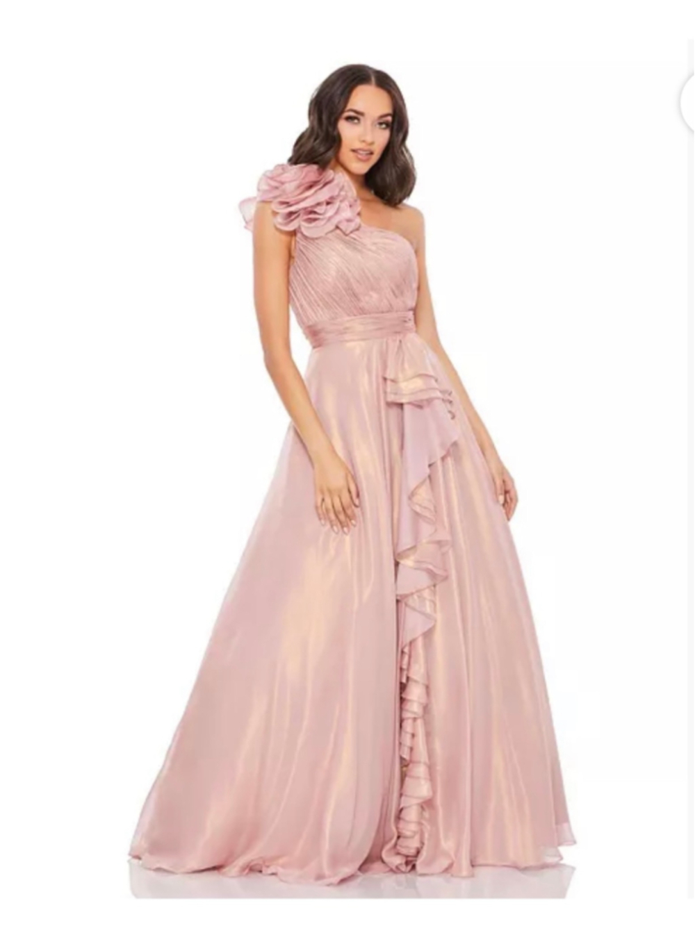 Women's Mac Duggal One-Shoulder Ruffle Maxi Dress Sz 2